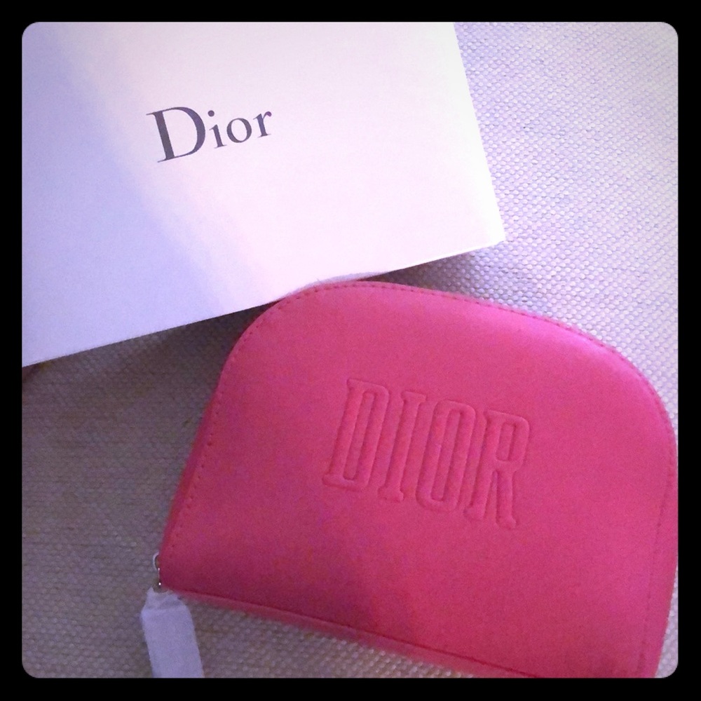 Dior pink cosmetic bag